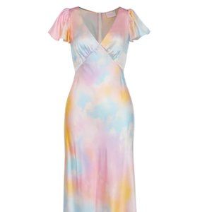 Selkie Dress Flutter Slip Gown Tie dye Maxi Long Princess Cloud Multicolor